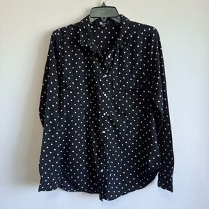 KUT from the Kloth Polka Dot Long Sleeve Blouse Double Pocket Medium